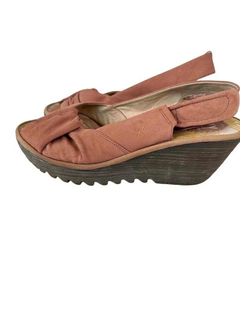Fly London Yakin Slingback Wedge Sandals Leather Twist Front Platform EU 41